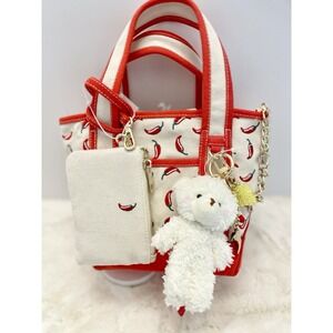 Madden Girl Chili Pepper Mini Tote Crossbody Bag with Charms and Keychain NWT